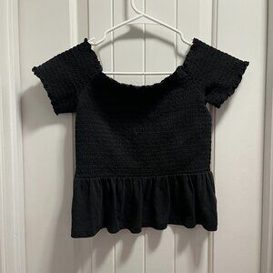 American Eagle Outfitters Black Off Shoulder Top Peplum Size Small